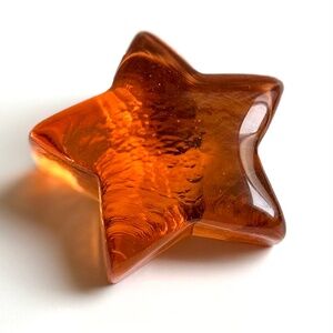 Fire & Light  Amber Color Glass Shooting Star Paperweight Signed